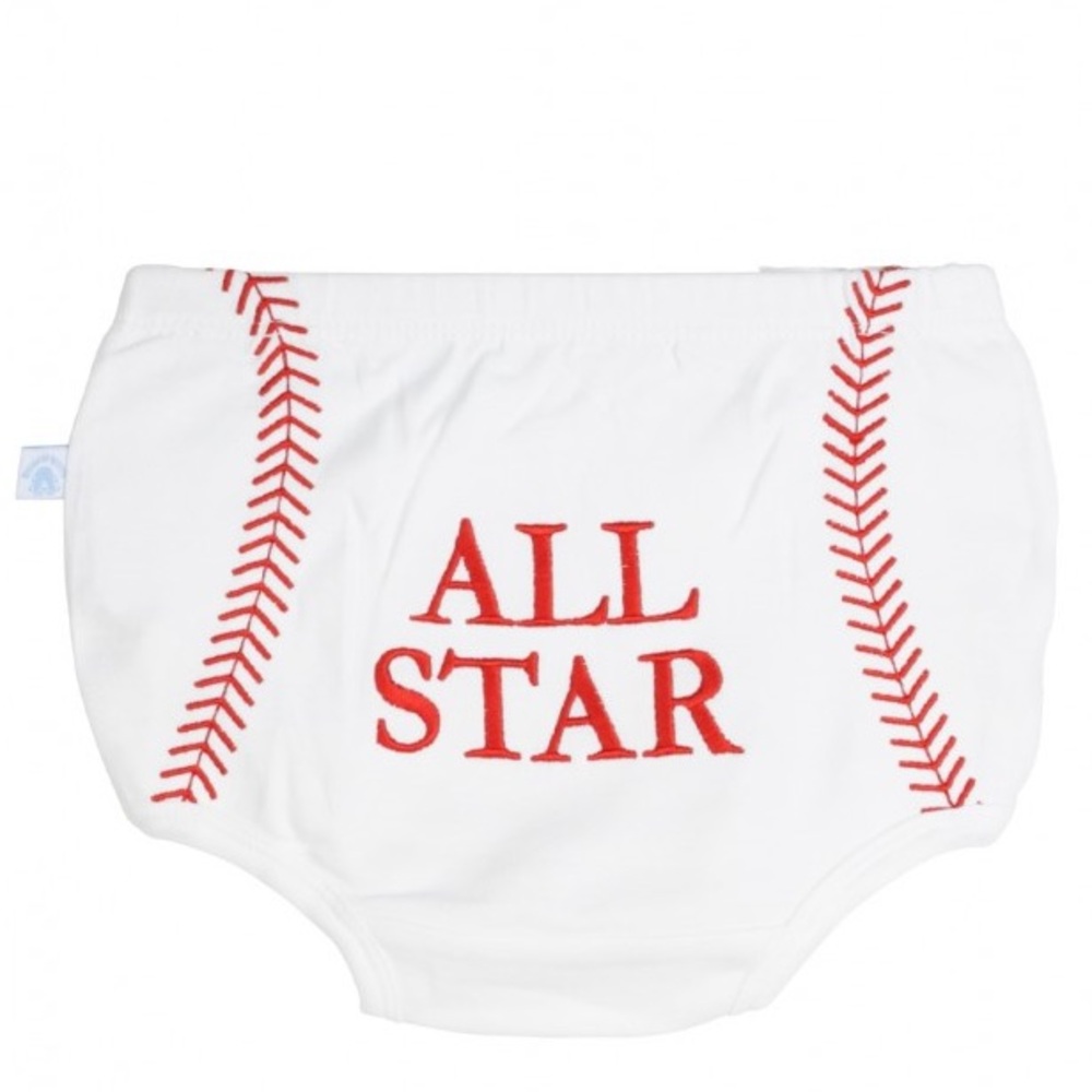 All Star Baby Diaper Cover - White with Red Accents